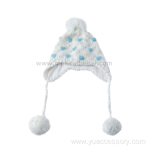 Winter Outdoor 100% Acrylic Earflaps Pom Pom hat